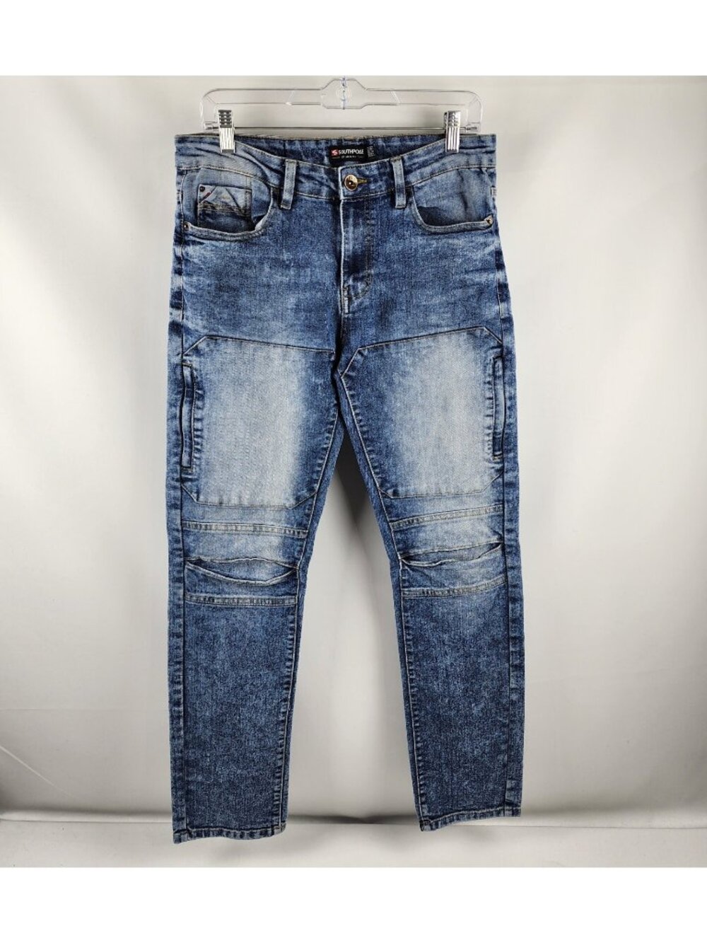SouthPole Jeans Mens 32x31 Blue Skinny Stacked Acid Wash Hip Hop Denim